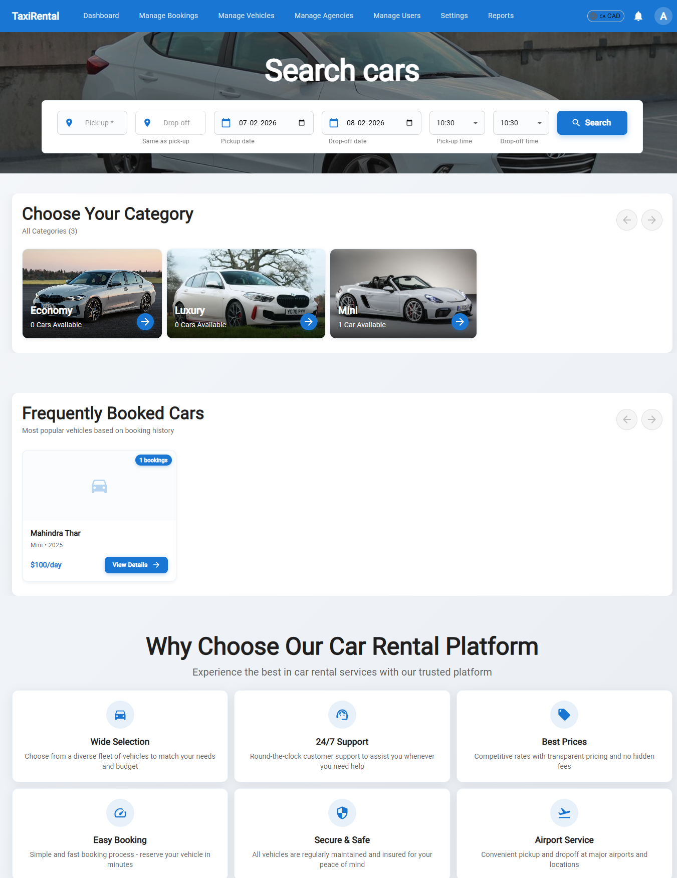 Car rental platform